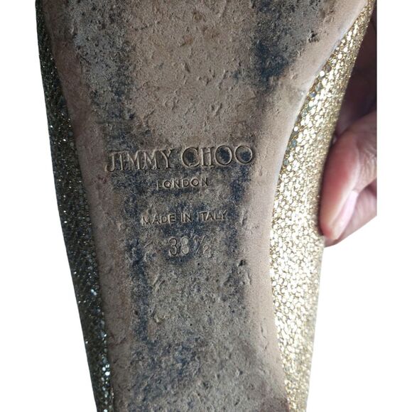 Jimmy Choo Glam Fairycore balletBeck Glitter Metallic Peep Toe Flats - Picture 10 of 11